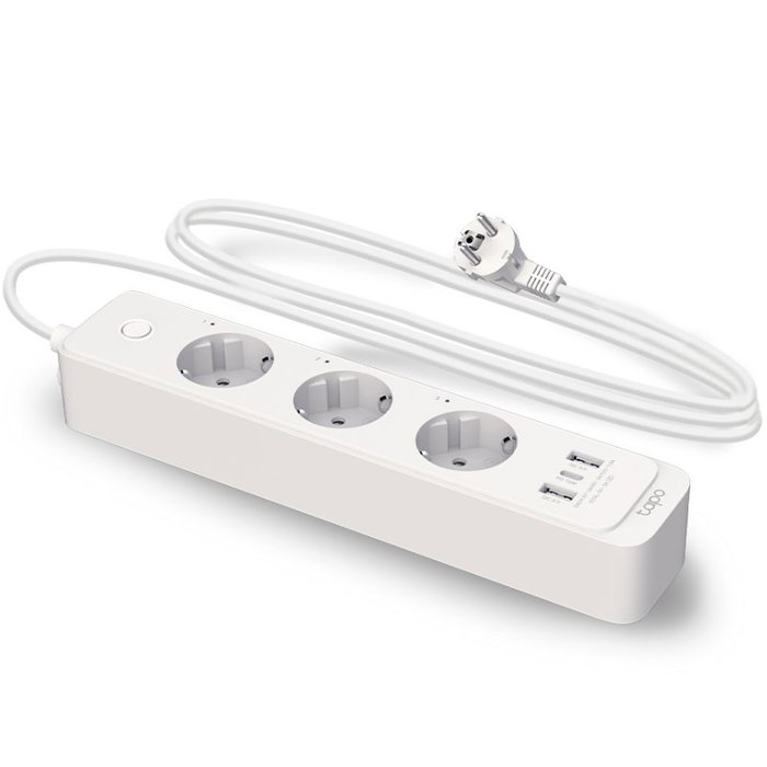 TP-Link Tapo P300 Regleta Inteligente Wi-Fi con 3 Tomas y 3 Puertos USB, Blanco